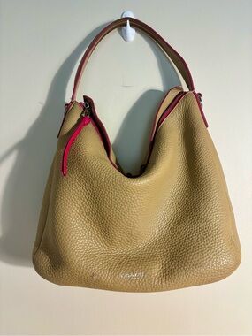 Coach Edgepaint Sullivan Hobo bag - Vintage Pebbled Leather - Tan with Pink Trim